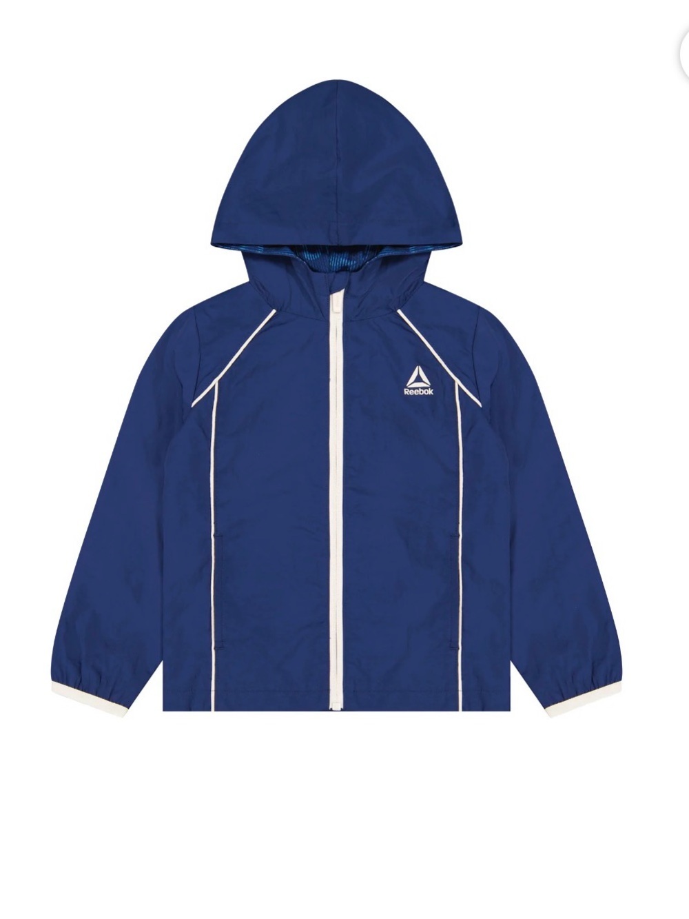 Reebok Kids' Blue Hooded Jacket with White Trim